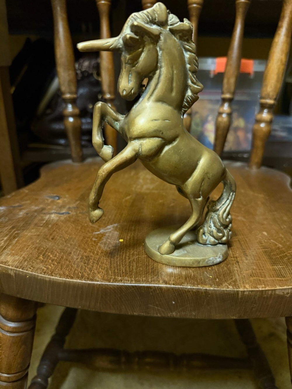 Bronze-tone Rearing Unicorn Figurine